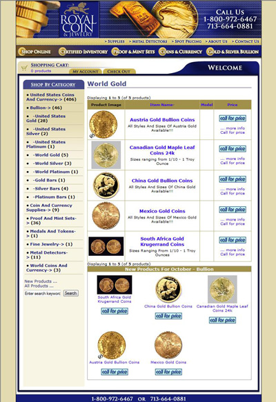 Royal Coin & Jewelry's World Gold Coins Page